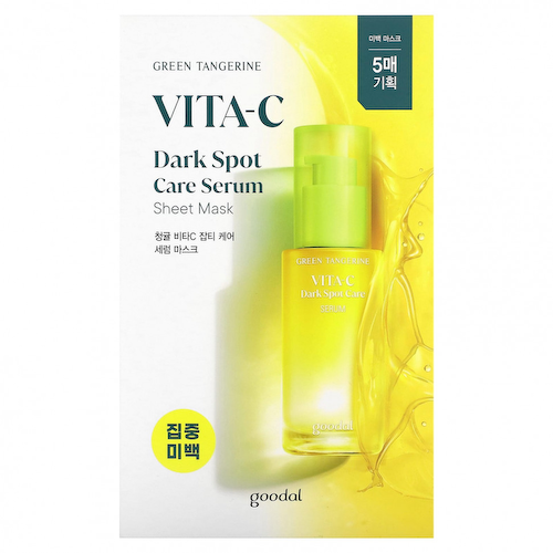 Goodal, Green Tangerine, Vita-C, тканевая маска с сывороткой от темных пятен, 5 масок по 28 г (0,98 унции) #1