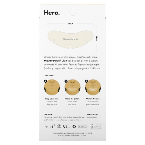 Hero Cosmetics, Mighty Patch, для подбородка, 10 гидроколлоидных пластырей #1