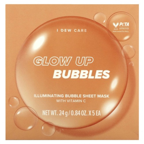I Dew Care, Glow Up Bubbles, тканевая маска с сияющими пузырьками, 5 шт. Масок, 24 г (0,84 унции) #1
