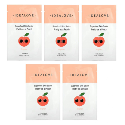 Idealove, Superfood Skin Savior, маска для лица с суперфудами, персик, 5 шт. по 20 мл (0,68 жидк. унции) #1