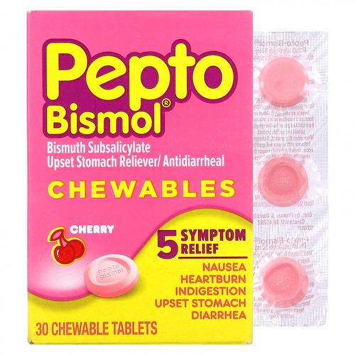 Pepto Bismol, Жевательные таблетки, вишня, 30 жевательных таблеток #1