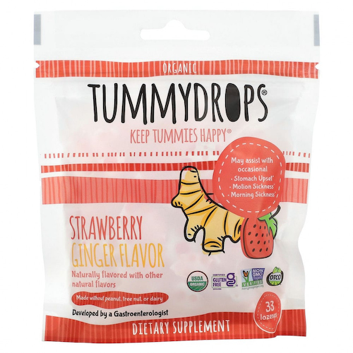 Tummydrops, Органические капли для живота, клубника и имбирь, 33 пастилки #1