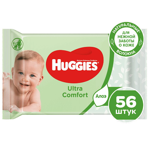 Huggies Ультра Комфорт Салфетки детские влажные 56 шт Алоэ #1