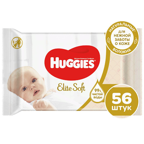 Huggies Elite Soft Салфетки детские влажные 56 шт #1