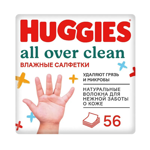 Huggies Оловер Клин Салфетки детские влажные 56 шт #1