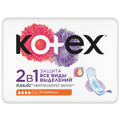 Kotex 2в1 Прокладки гигиенические Нормал Плюс 7 шт #1