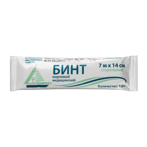 Навтекс Бинт марлевый медицинский стерильный 7м х 14 см #1