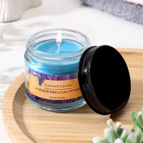 Ароматическая свеча в банке scented candle, лаванда и эвкалипт, 5×5 см, 140 г #1