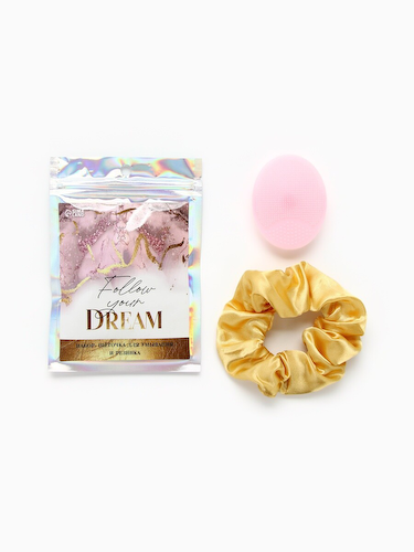 Массажер для лица, спонж для умывания, резинка для волос follow your dream, 10.5×15 см #1