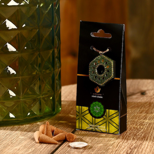 Аромаконусы chakra, 40 шт., подставка, сладкий апельсин, лимон и пачули #1