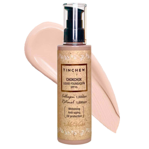 Увлажняющая тональная основа с коллагеном и ретинолом Tinchew Chokchok Liquid Foundation SPF15 №13 Light Beige #1