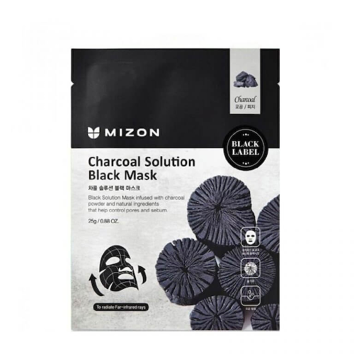 Черная маска с  углем для очищения пор Mizon Charcoal Solution Black #1