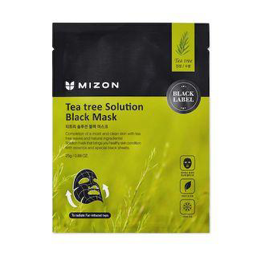 Черная тканевая маска с чайным деревом Mizon Teatree Solution Black #1