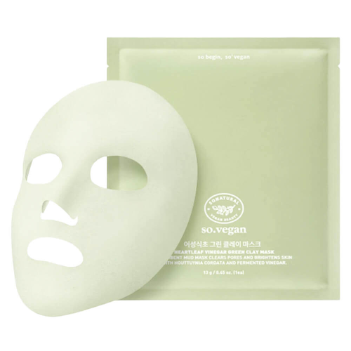 Глиняная маска-корсет с хауттюйнией So Natural So Vegan Heartleaf Vinegar Green Clay Mask #1