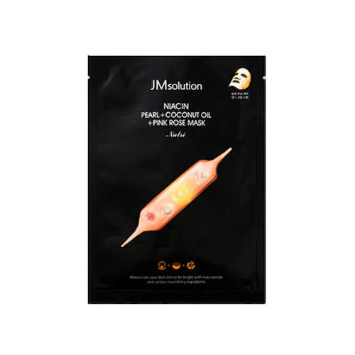 Осветляющая тканевая маска с ниацином JMsolution Niacin Pearl + Coconut Oil + Pink Rose Mask #1