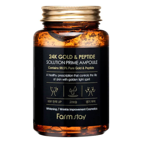 Омолаживающая сыворотка с пептидами и золотом FarmStay 24K Gold & Peptide Solution Prime Ampoule #1