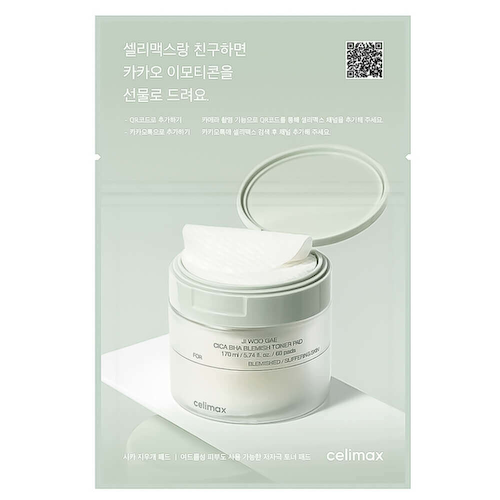 Пилинг-пэды от воспалений Celimax Ji Woo Gae Cica BHA Blemish Toner Pad 10 шт #1