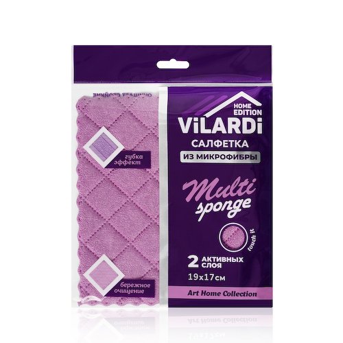 Салфетка из микрофибры Vilardi " Multi Sponge " 2 в 1 , 19x17см #1