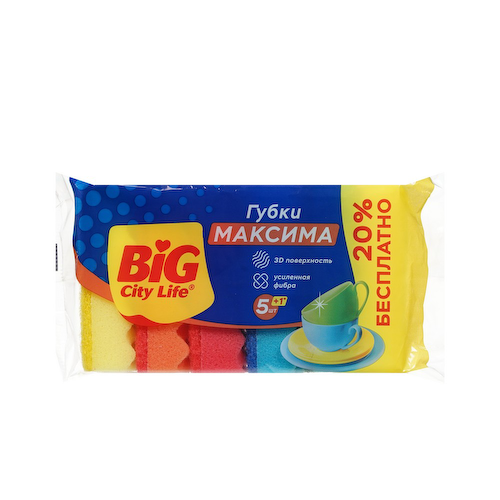 Губки для мытья посуды Big City Life Максима 6шт #1