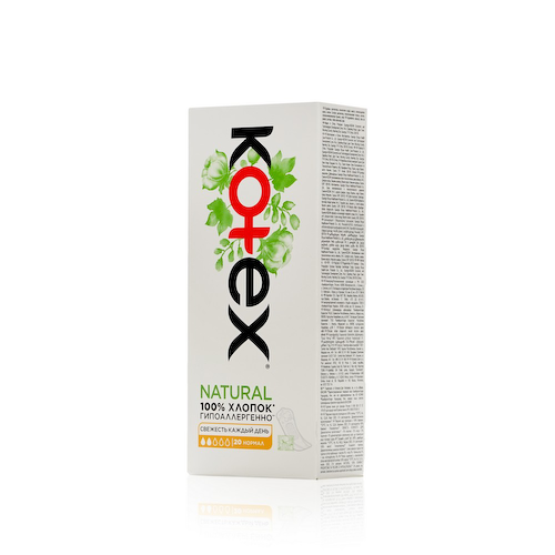 Ежедневные прокладки Kotex Natural Normal в индивидуальной упаковке 20шт #1