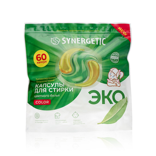 Капсулы для стирки цветного белья Synergetic Color 60шт #1