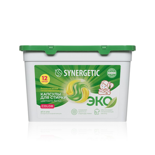 Капсулы для стирки цветного белья Synergetic Color 12шт #1