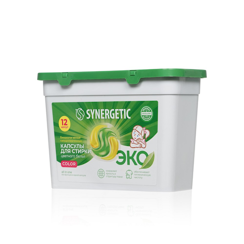 Капсулы для стирки цветного белья Synergetic Color 12шт #1