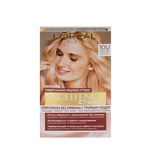 Крем - краска для волос без аммиака L'Oreal Paris EXCELLENCE Creme " Универсальные нюдовые оттенки " , 10U , Универсальный очень-очень светло-русый #1