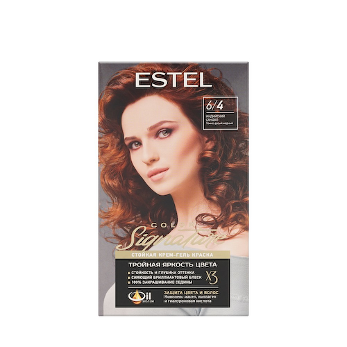 Стойкая крем-гель краска для волос Estel Color Signature 6/4 Индийский сандал #1