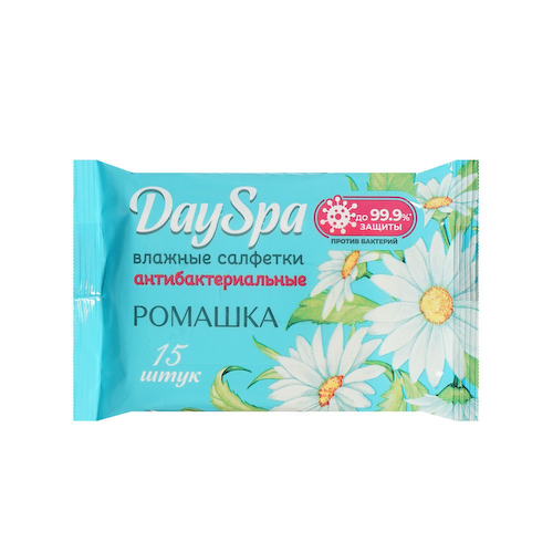 Влажные антибактериальные салфетки Day Spa " ромашка " 15шт #1