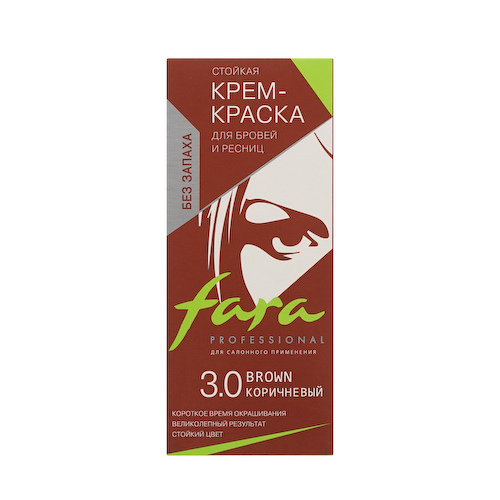 Стойкая крем - краска для бровей и ресниц без запаха Fara 3.0 Коричневый 30мл #1