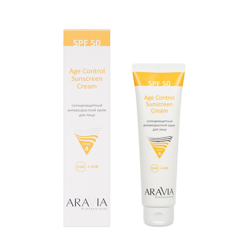 Солнцезащитный антивозрастной крем для лица Aravia Professional Age Control Sunscreen Cream SPF 50 100мл #1