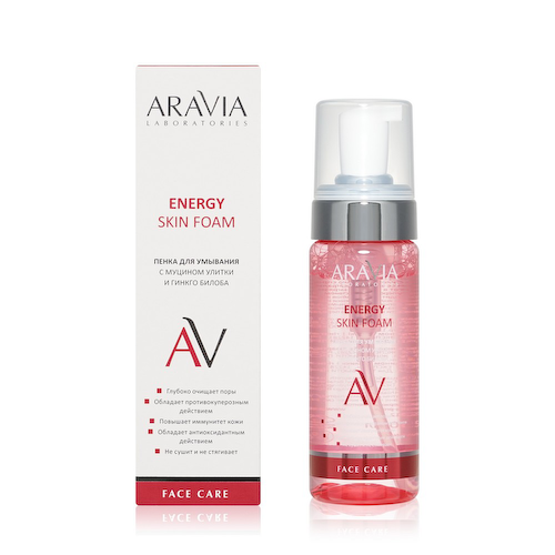 Пенка для умывания Aravia Laboratories Energy Skin Foam с муцином улитки и гинкго билоба 150мл #1