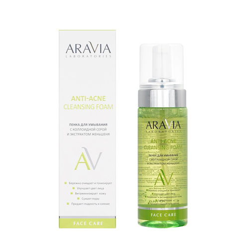 Пенка для умывания с коллоидной серой и экстрактом женьшеня Aravia Laboratories Anti-Acne Cleansing Foam 150мл #1