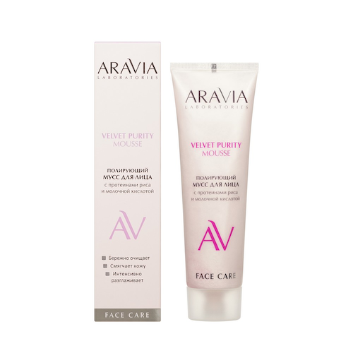 Полирующий мусс для лица с протеинами риса и молочной кислотой Aravia Laboratories Velvet Purity Mousse 100мл #1