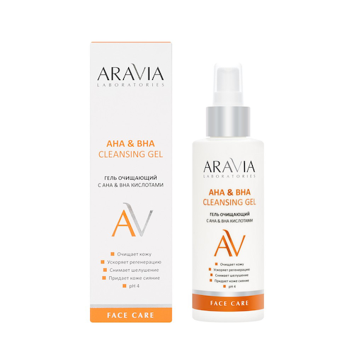 Очищающий гель для лица с кислотами Aravia Laboratories AHA & BHA Cleansing Gel 150мл #1