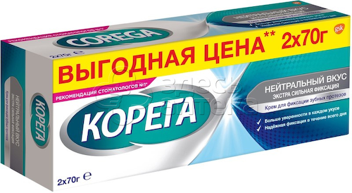 Крем для фиксации зубных протезов Корега Нейтральный вкус 70 гр туба, 2 шт #1
