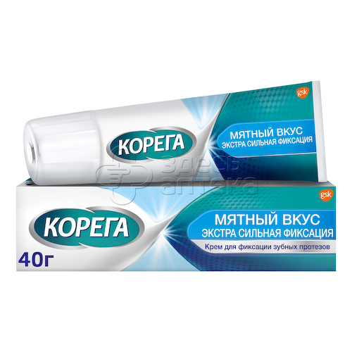 Крем для фиксации зубных протезов Корега Экстра сильный, мятный, 40г #1