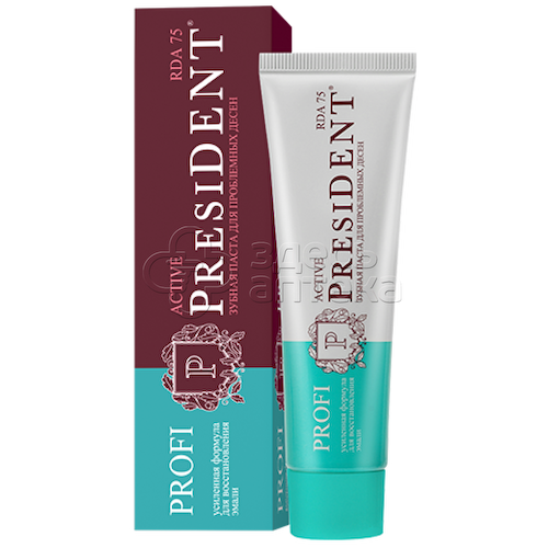 Зубная паста PRESIDENT PROFI Active (RDA 75) для здоровых дёсен, 100 мл #1