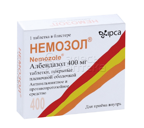 Немозол 400 мг покрытые пленочной оболочкой таблетки, 1 шт #1