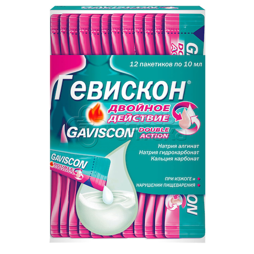 Гевискон двойное действие суспензия  для приема внутрь мятная 10 мл пакетики, 12 шт #1