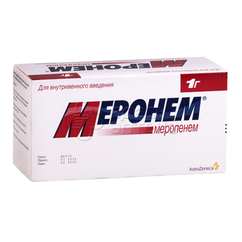 Меронем порошок для приготовления раствора для внутривенного введения 1г флакон, 10 шт #1