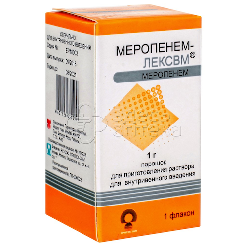 Меропенем-ЛЕКСВМ пор д/р-ра для в/в фл 1000мг N1 #1
