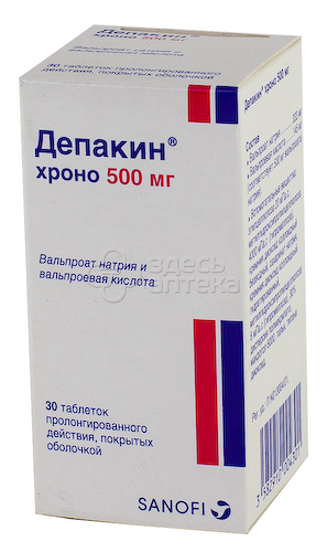 Депакин хроно 500 мг пролонгированного действия покрытые оболочкой таблетки, 30 шт #1