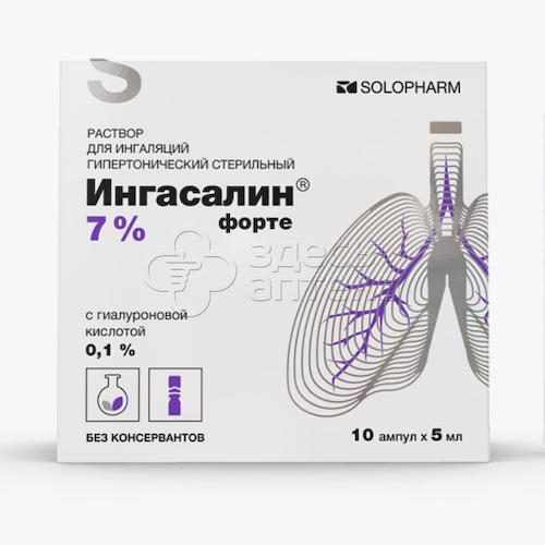Ингасалин форте р-р для ингаляций гипертонический стер. 7% 5мл N10 (Гротекс ООО РОССИЯ) #1