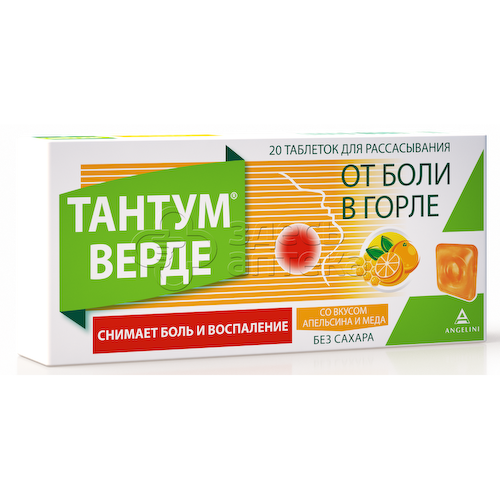 Тантум верде 20 таблеток для рассасывания со вкусом апельсина и меда 3 мг #1