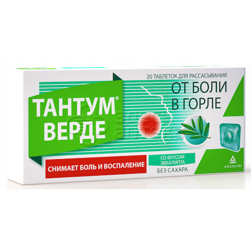Тантум верде 20 таблеток для рассасывания со вкусом эвкалипта 3 мг #1