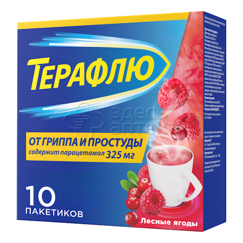 Терафлю порошок для приготовления раствора для приема внутрь вкус лесные ягоды, 10 пакетиков #1