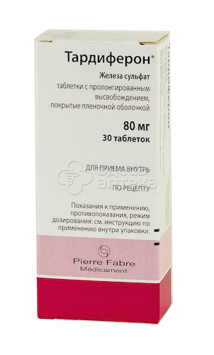 Тардиферон 80 мг с пролонгированным высвобождением покрытые пленочной оболочкой таблетки, 30 шт #1
