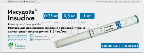 Инсудайв 0,25/0,5/1 мг/доза раствор для подкожного введения 3 мл шприц-ручка, 1 шт + иглы, 6 шт #1